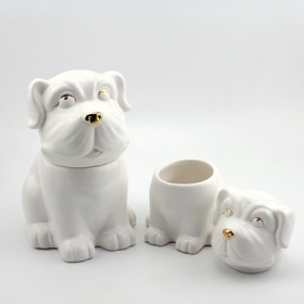 weiße keramische Hundekeksgläser mit Goldfarbe