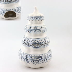große weiße Keramik-Kürbis-Teelichthalter