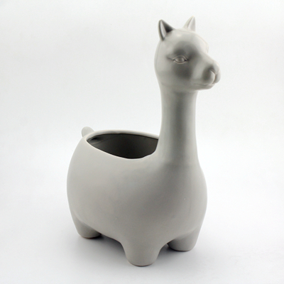 ceramic llama planter large white