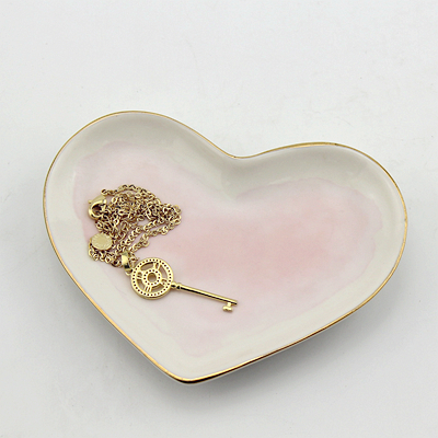 pink ceramic heart trinket dish