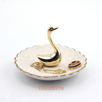 ceramic swan jewelry dish