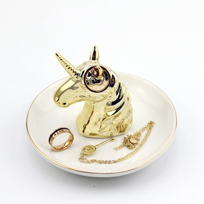 ceramic unicorn garden trinket plate