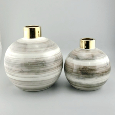 Decorated Large Ceramic Ball Vase