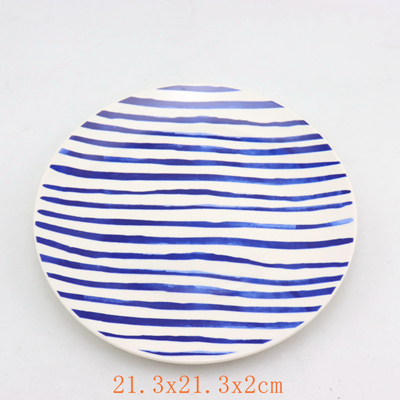 Porcelain Blue Lines Dessert Plate
