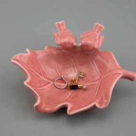 Vogelblatt Keramikplatte