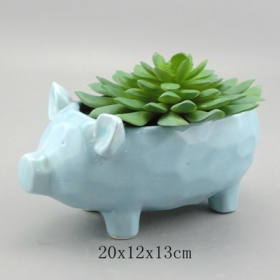 4 '' Keramik Schwein Pflanzer weiß grau rosa blau